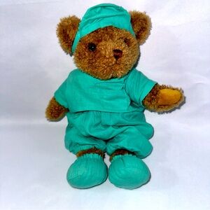 VTG Jerry Elsner DR HEALTHY BEAR Plush 10" Stuffed Bear Nurse Doctor Scrubs